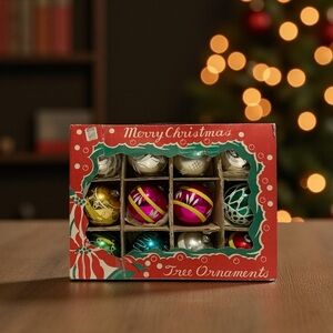 Set of 12 Vintage 50’s Mercury Glass Christmas Ornaments